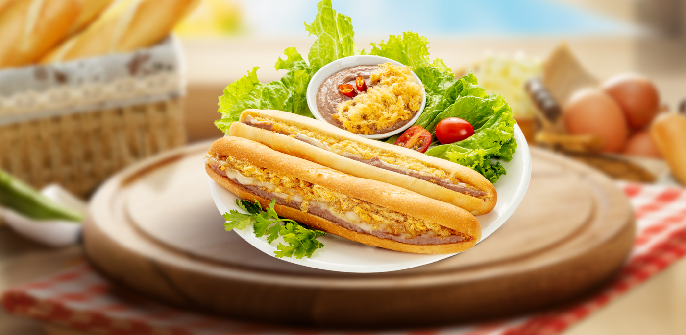 BÁNH MÌ QUE VỊ THỊT XÁ XÍU XÔNG KHÓI
